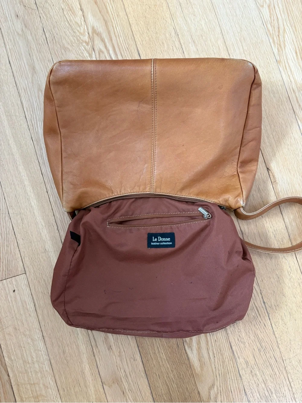 Le Donne Vintage Urban Hobo Bag Cognac Full Grain Colombian Leather Shoulder